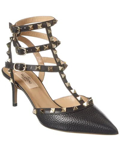 Valentino Garavani Valentino Rockstud Caged 65 Grainy Leather Ankle Strap Pump In Multi