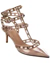 Valentino Pointed Toe Sandals With Transparent Panels And Metallic Embellishments In Brown
