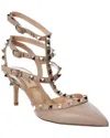 Valentino Garavani Valentino Rockstud Caged 65 Leather Ankle Strap Pump In Pink