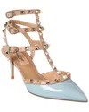 Valentino Rockstud Caged 65 Leather Ankle Strap Pump In Blue