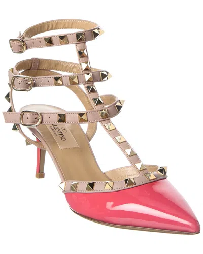 Valentino Garavani Valentino Rockstud Caged 65 Patent Ankle Strap Pump In Pink