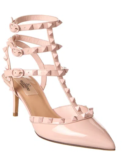 Valentino Garavani Valentino Rockstud Caged 65 Patent Ankle Strap Pump In Pink