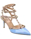 Valentino Rockstud Caged 65 Patent Ankle Strap Pump In White