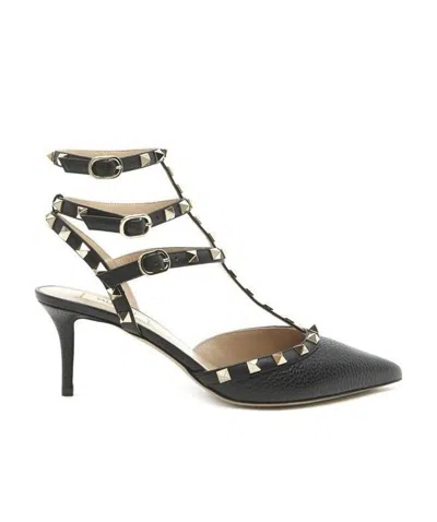 Valentino Garavani Pointed Toe Studded Embellishments Pumps In Black