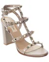 Valentino Rockstud Caged 90 Leather Ankle Strap Sandal In Neutral