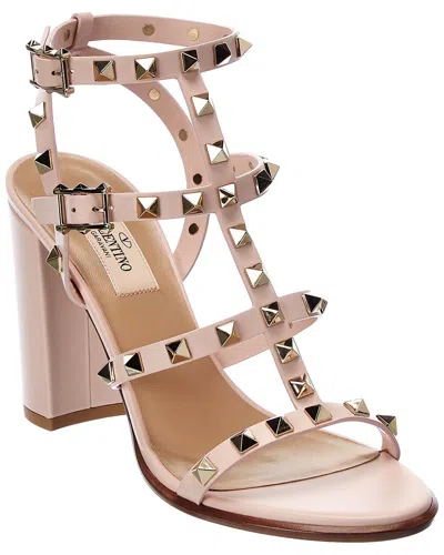 Valentino Garavani Valentino Rockstud Caged 90 Leather Ankle Strap Sandal In Animal Print