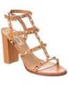 Valentino Rockstud Caged 60 Leather Ankle Strap Sandal In Beige