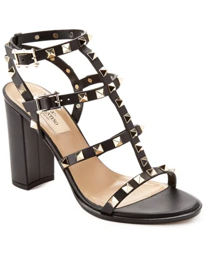 Valentino Garavani Valentino Rockstud Caged 90 Leather Ankle Strap Sandal In Black