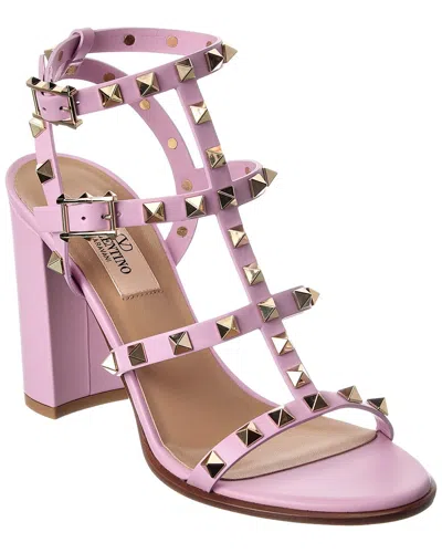 Valentino Garavani Valentino Rockstud Caged 90 Leather Ankle Strap Sandal In Pattern