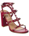 Valentino Rockstud Caged 90 Leather Ankle Strap Sandal In Pink