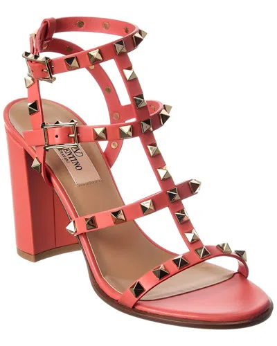 Valentino Garavani Valentino Rockstud Caged 90 Leather Ankle Strap Sandal In Pink