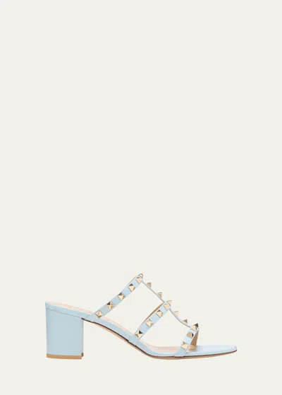 Valentino Garavani Rockstud 60mm Leather Mules In Zj4 Blu Porcellan