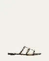 Valentino Garavani Rockstud Caged Flat Slide Sandals In Black