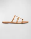 VALENTINO GARAVANI ROCKSTUD CAGED FLAT SLIDE SANDALS