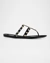 Valentino Garavani Summer Rockstud Thong Sandals In Black