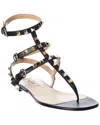 Valentino Rockstud Caged Leather Ankle Strap Sandal In Black