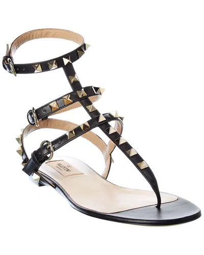 Valentino Garavani Valentino Rockstud Caged Leather Ankle Strap Sandal In Black