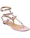 Valentino Rockstud Caged Leather Ankle Strap Sandal In Pink