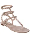 Valentino Rockstud Caged Leather Ankle Strap Sandal In Pink