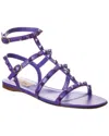 Valentino Rockstud Caged Leather Ankle Strap Sandal In Purple