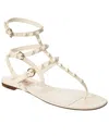 Valentino Garavani Rockstud Caged Leather Ankle Strap Sandal In White