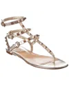 Valentino Rockstud Caged Leather Ankle Strap Sandal In Yellow