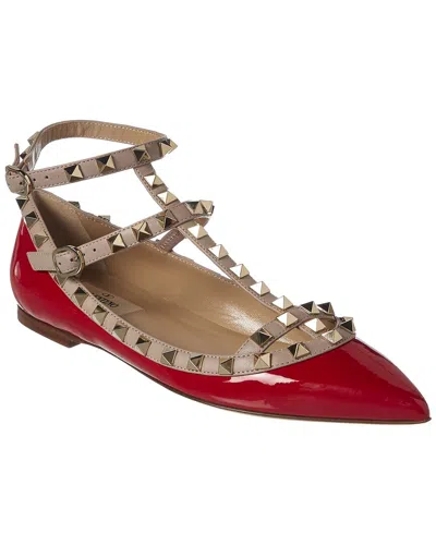 VALENTINO GARAVANI VALENTINO ROCKSTUD CAGED LEATHER FLAT