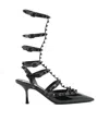 Valentino Rockstud Leather Ankle-strap Pumps In Black