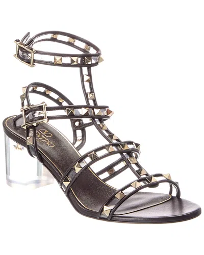 Valentino Garavani Valentino Rockstud Caged Leather Sandal In Brown