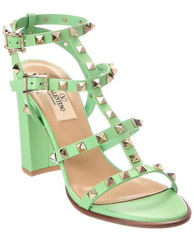 Valentino Garavani Valentino Rockstud Caged Leather Sandal In Green