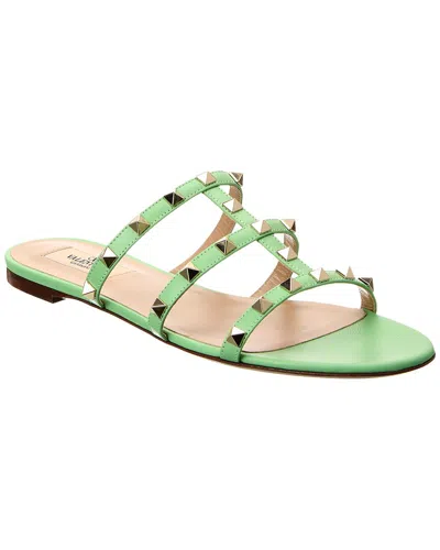 Valentino Garavani Rockstud Caged Leather Sandal In Green