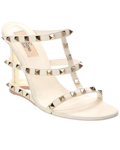Valentino Garavani Valentino Rockstud Caged Leather Sandal In Neutral