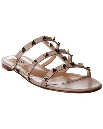 Valentino Garavani Valentino Rockstud Caged Leather Sandal In Brown