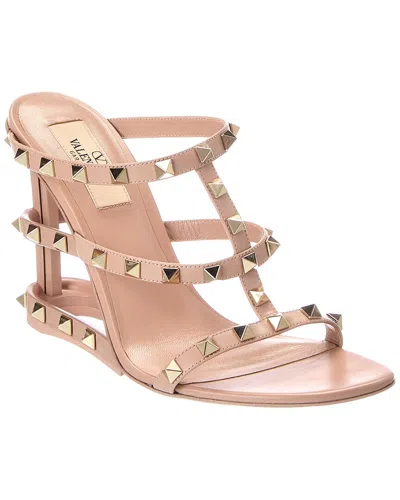 Valentino Garavani Valentino Rockstud Caged Leather Sandal In Pink