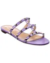 Valentino Rockstud Caged Leather Sandal In Purple