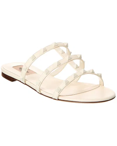 Valentino Garavani Valentino Rockstud Caged Leather Sandal In White