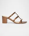 Valentino Studded Block Heel Leather Sandals