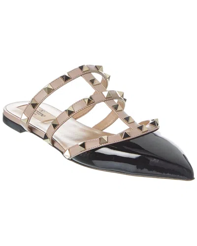 Valentino Garavani Valentino Rockstud Caged Patent Flat In Black