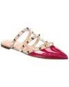 Valentino Rockstud Caged Patent Flat In Red