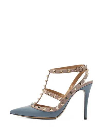 Pre-owned Valentino Garavani Rockstud Caged Pumps In Blue