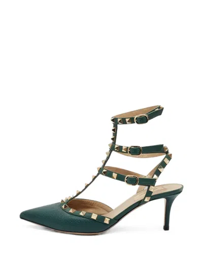 Pre-owned Valentino Garavani Rockstud Caged Pumps In Green
