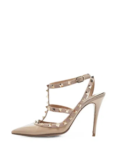 Pre-owned Valentino Garavani Rockstud Caged Pumps In Neutral