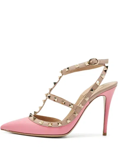 Pre-owned Valentino Garavani Rockstud Caged Pumps In Pink