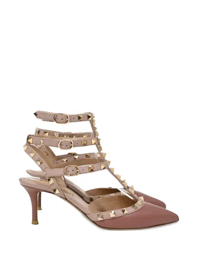 Pre-owned Valentino Garavani Rockstud Caged Pumps In Pink
