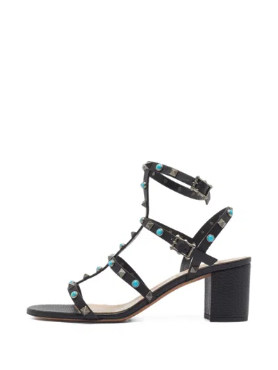 Pre-owned Valentino Garavani Rockstud Caged Sandals In 黑色