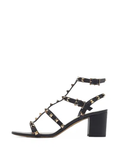 Pre-owned Valentino Garavani Rockstud Caged Sandals In Black