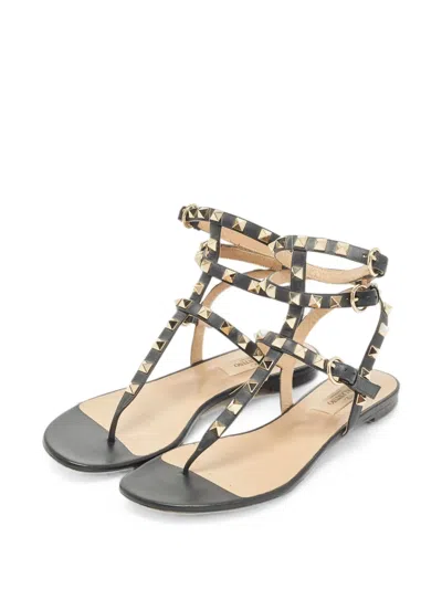 Pre-owned Valentino Garavani Rockstud Caged Sandals In Black