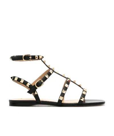 Valentino Garavani Rockstud Caged Sandals In Black