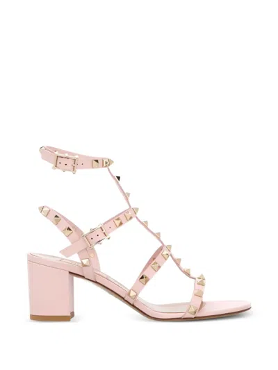 Valentino Garavani Rockstud Caged Sandals In Pink