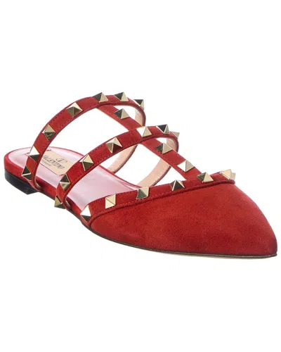 Valentino Garavani Valentino Rockstud Caged Suede Mule In Purple
